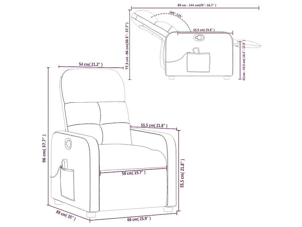 Massagesessel Creme Stoff