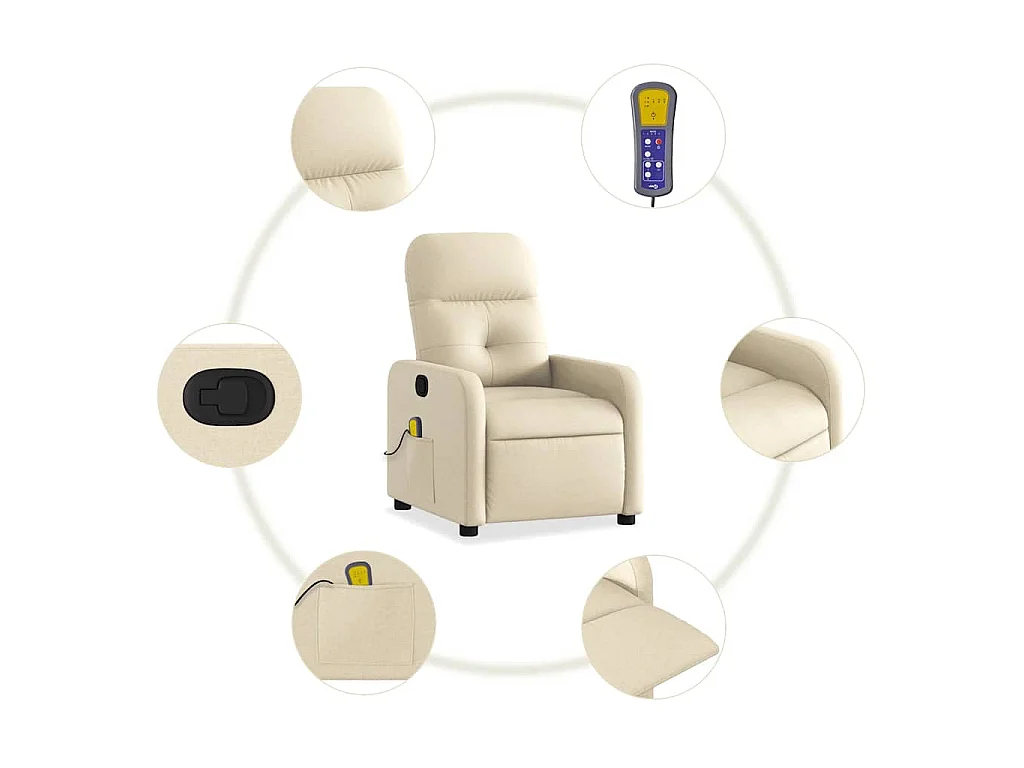 Massagesessel Creme Stoff