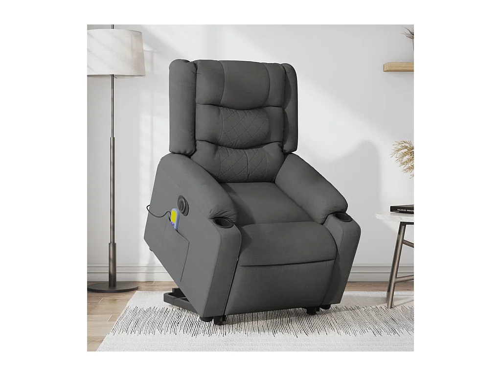 Poltrona Alzapersona Massaggi Elettrica Grigio Scuro Tessuto