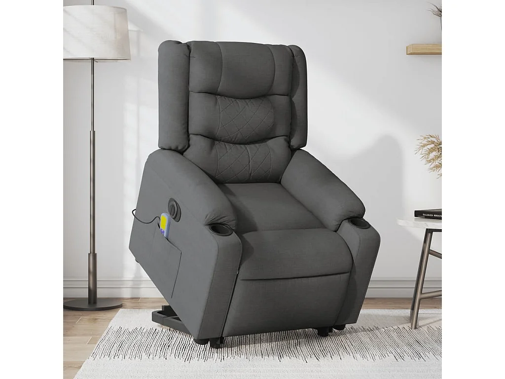 Fauteuil inclinable de massage électrique Gris foncé Tissu