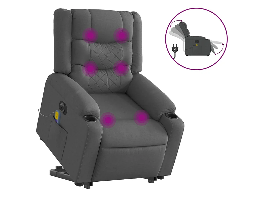 Elektrischer Massagesessel mit Aufstehhilfe Dunkelgrau Stoff