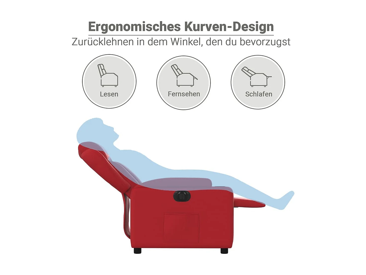 Fauteuil verstelbaar elektrisch kunstleer rood