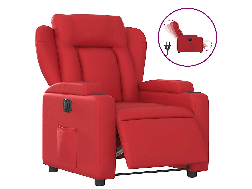 Fauteuil verstelbaar elektrisch kunstleer rood