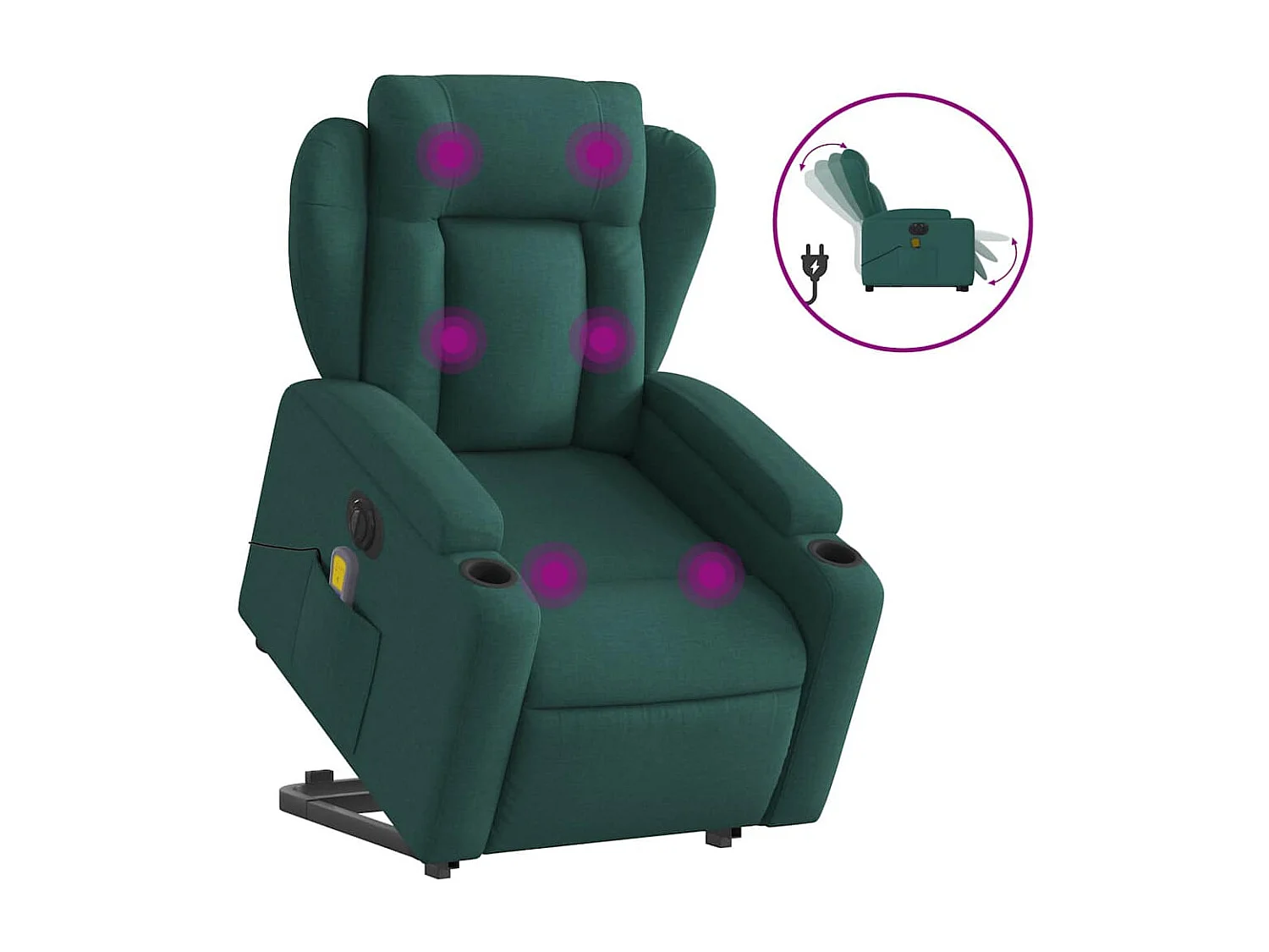 Fauteuil inclinable de massage électrique Vert foncé Tissu