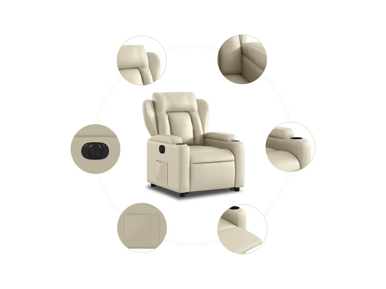 Fauteuil inclinable électrique crème similicuir