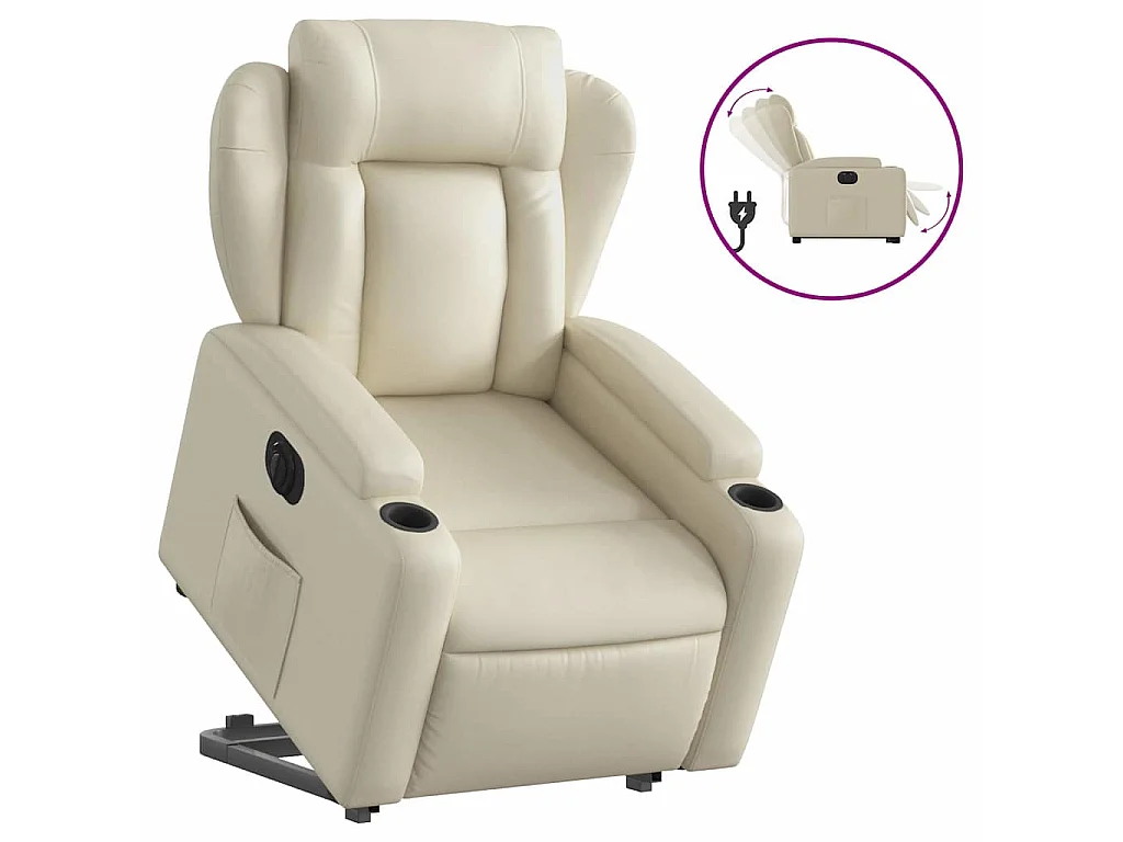 Fauteuil inclinable électrique crème similicuir