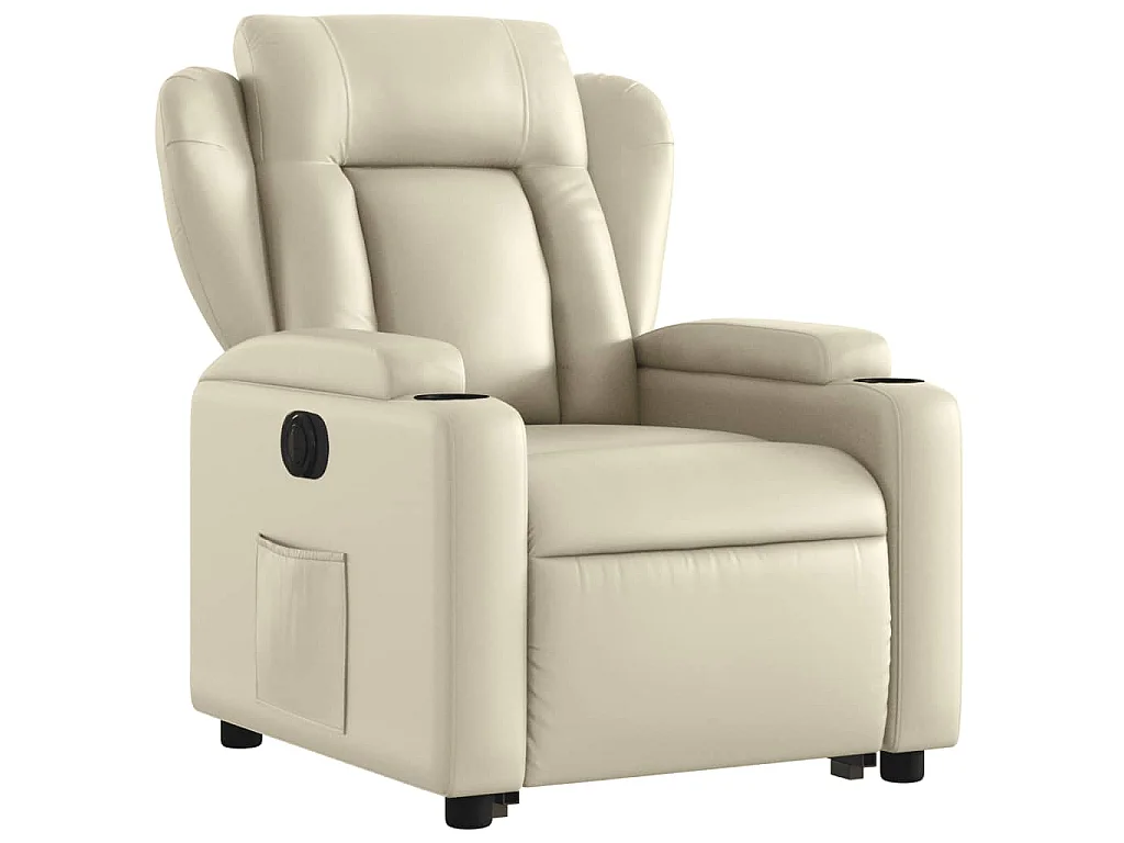 Fauteuil inclinable électrique crème similicuir