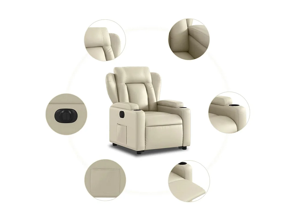 Fauteuil inclinable électrique crème similicuir