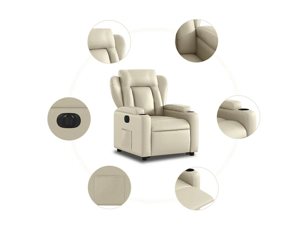 Fauteuil inclinable électrique crème similicuir