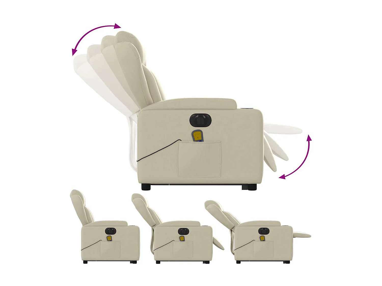 Fauteuil inclinable de massage électrique crème similicuir