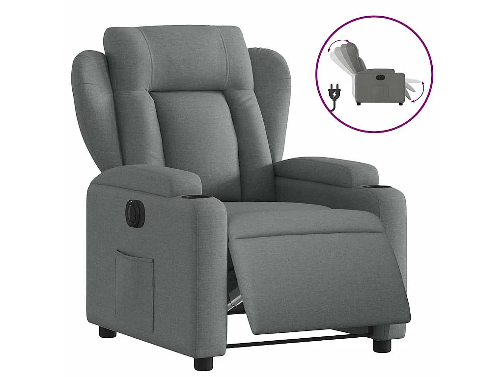 Fauteuil inclinable électrique Gris foncé Tissu