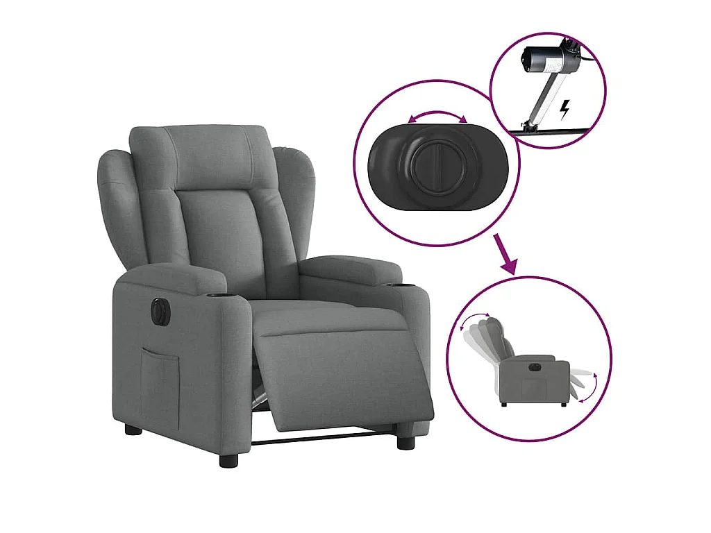 Fauteuil inclinable électrique Gris foncé Tissu