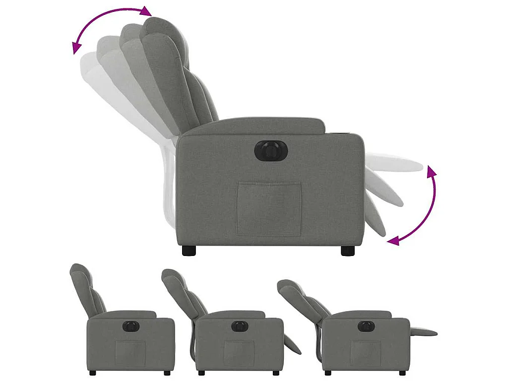 Fauteuil inclinable électrique Gris foncé Tissu