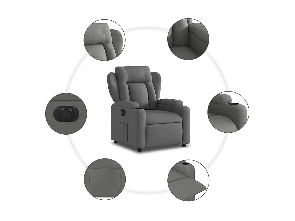 Fauteuil inclinable électrique Gris foncé Tissu