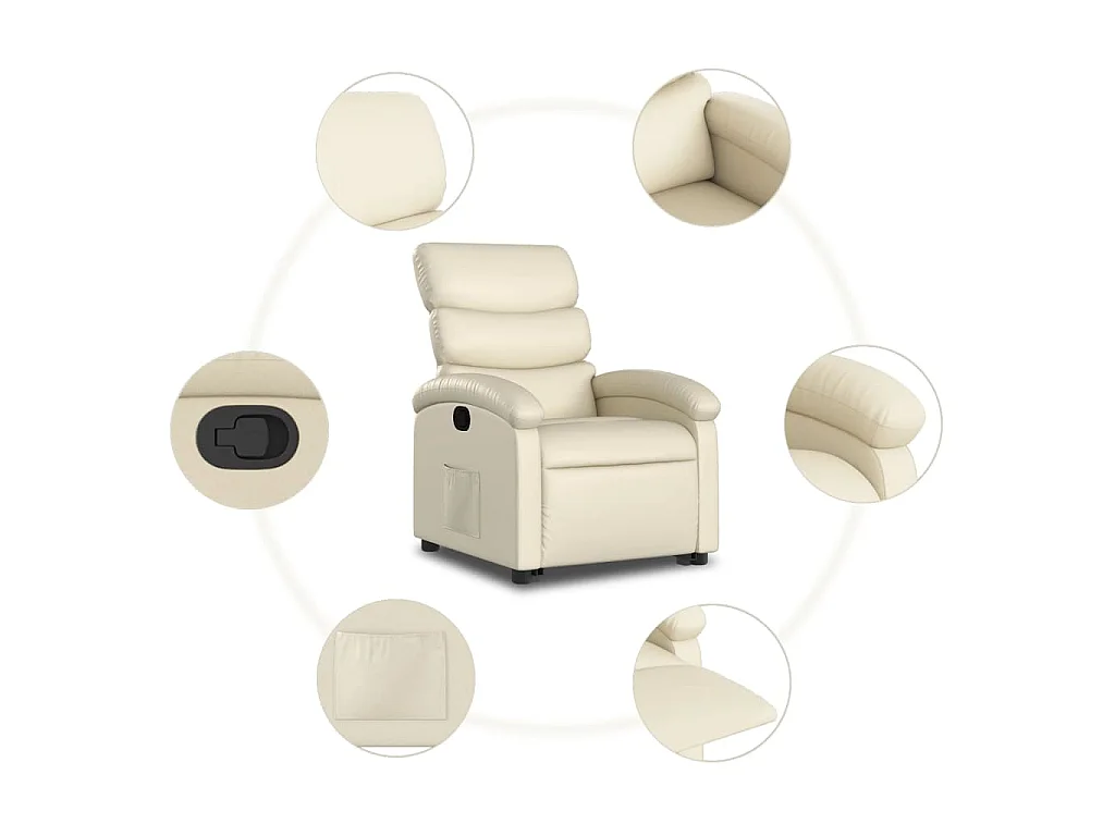 Poltrona Alzapersona Reclinabile Crema in Similpelle