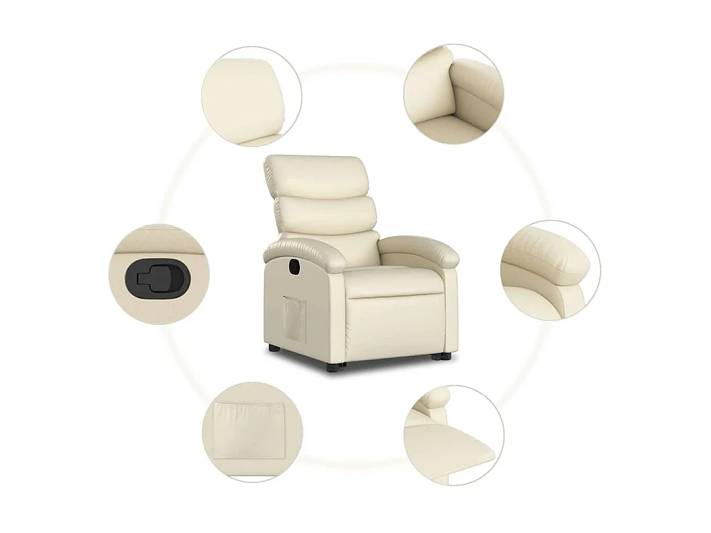 Poltrona Alzapersona Reclinabile Crema in Similpelle