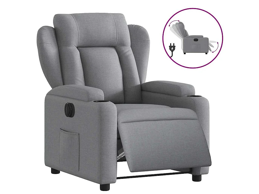 Fauteuil elektrisch verstelbaar stof lichtgrijs