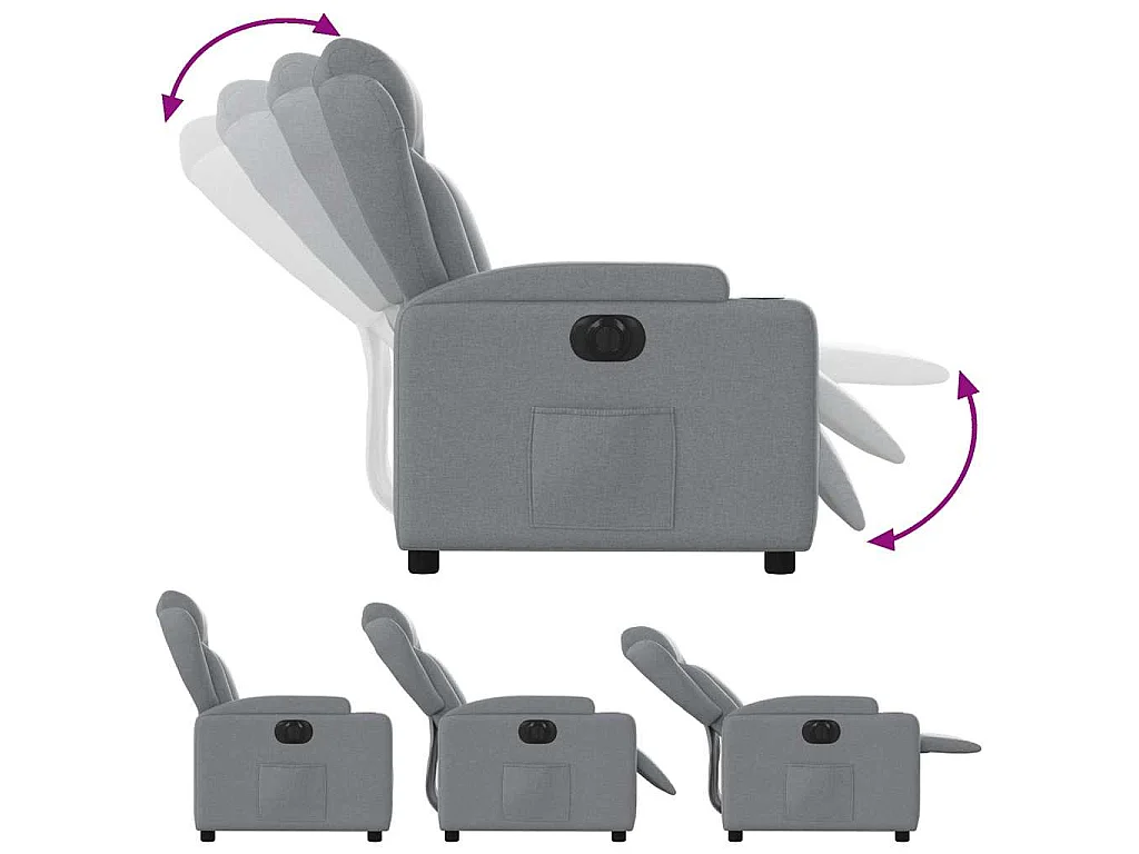 Fauteuil elektrisch verstelbaar stof lichtgrijs