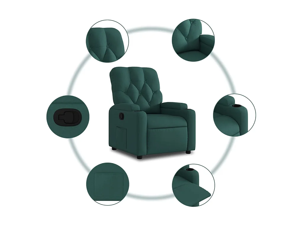 Fauteuil inclinable Vert foncé Tissu