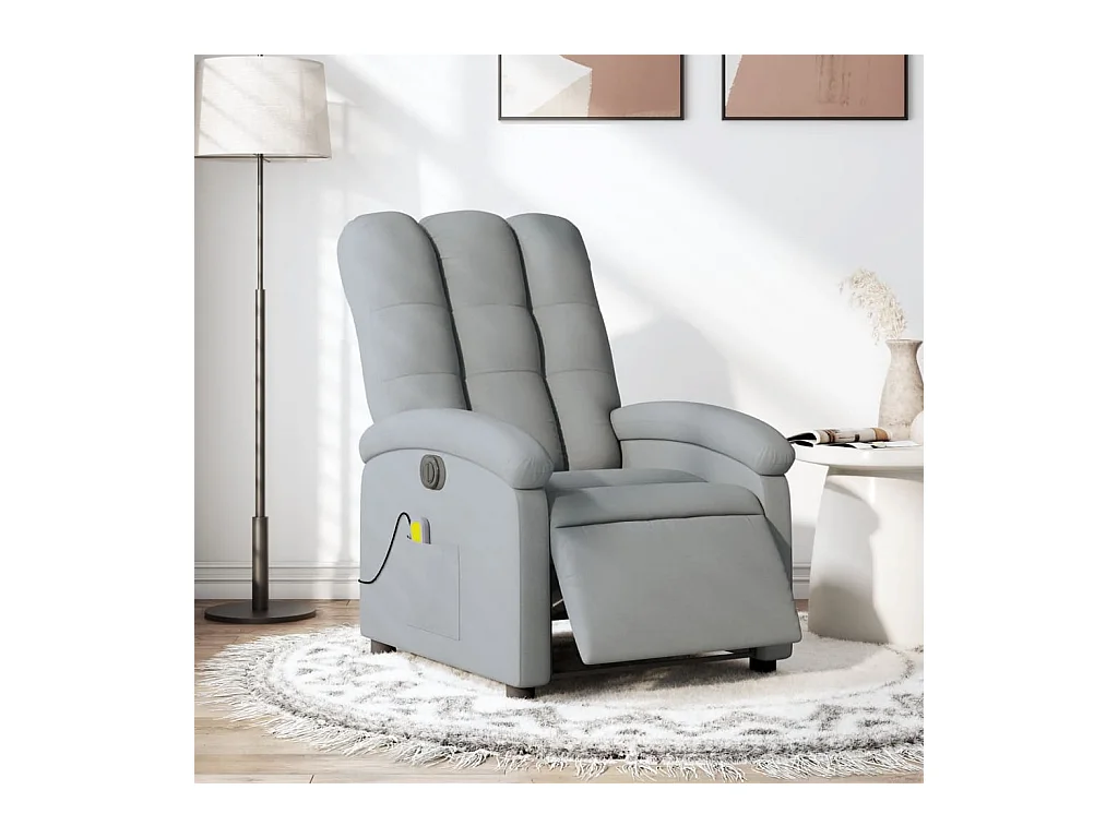 Fauteuil de massage inclinable électrique gris clair tissu