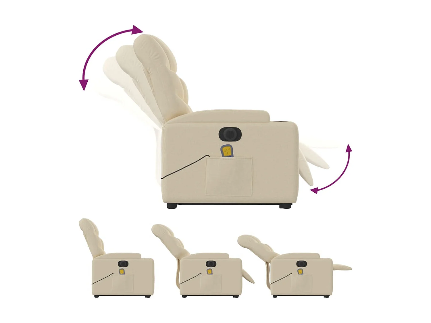 Fauteuil inclinable de massage électrique Crème Tissu