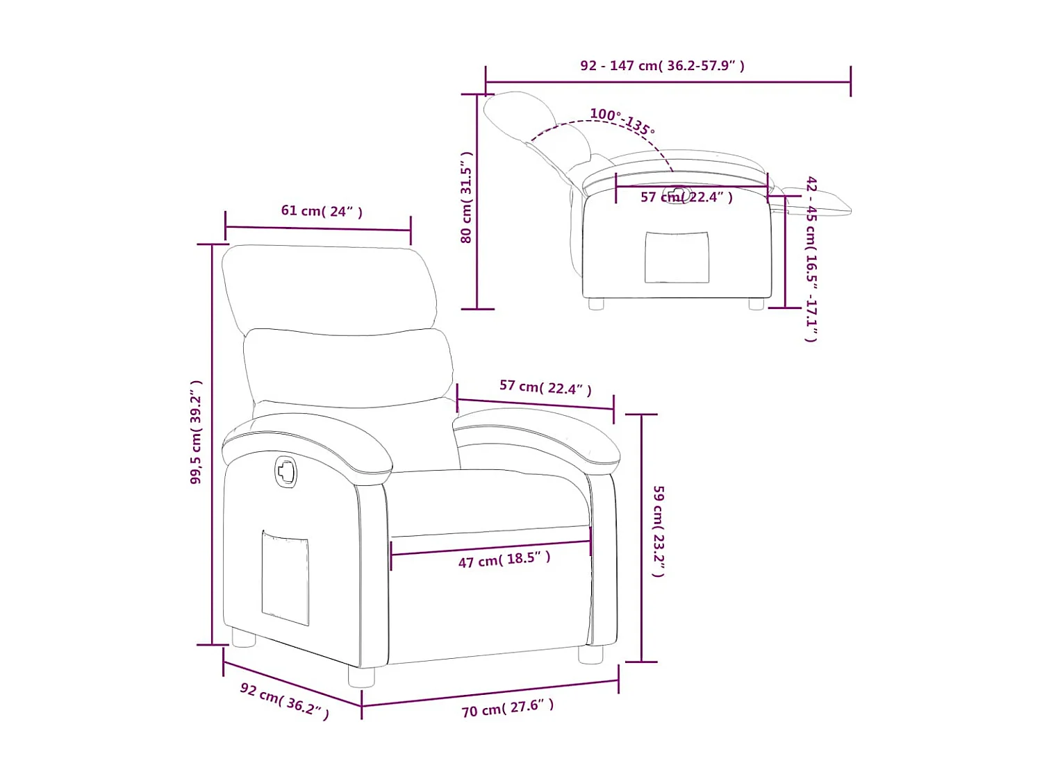Fauteuil inclinable Crème Tissu