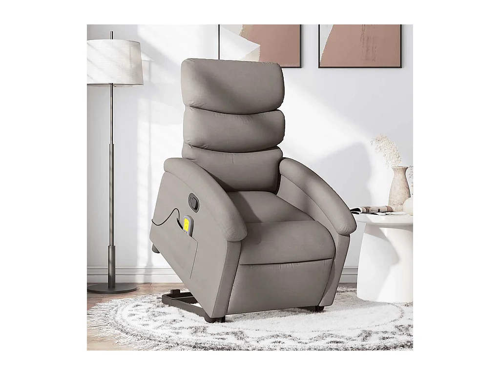 Massagesessel mit Aufstehhilfe Taupe Stoff