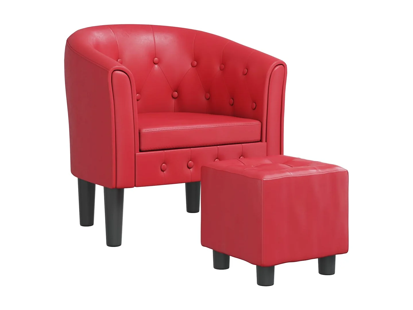 Clubsessel mit Fußhocker Rot Kunstleder