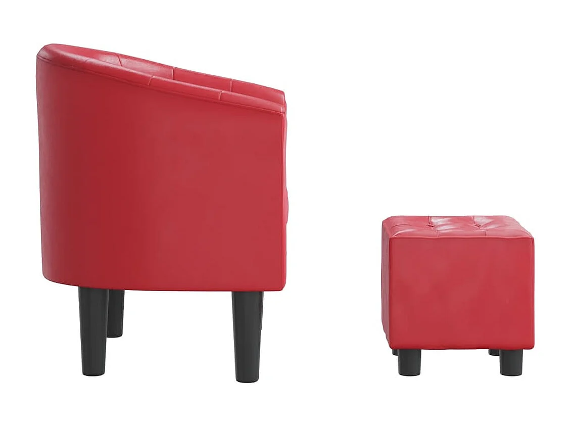 Clubsessel mit Fußhocker Rot Kunstleder