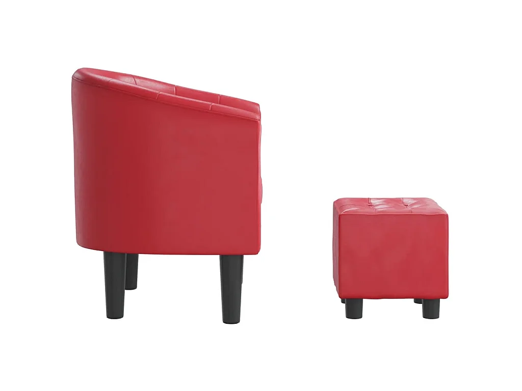 Clubsessel mit Fußhocker Rot Kunstleder