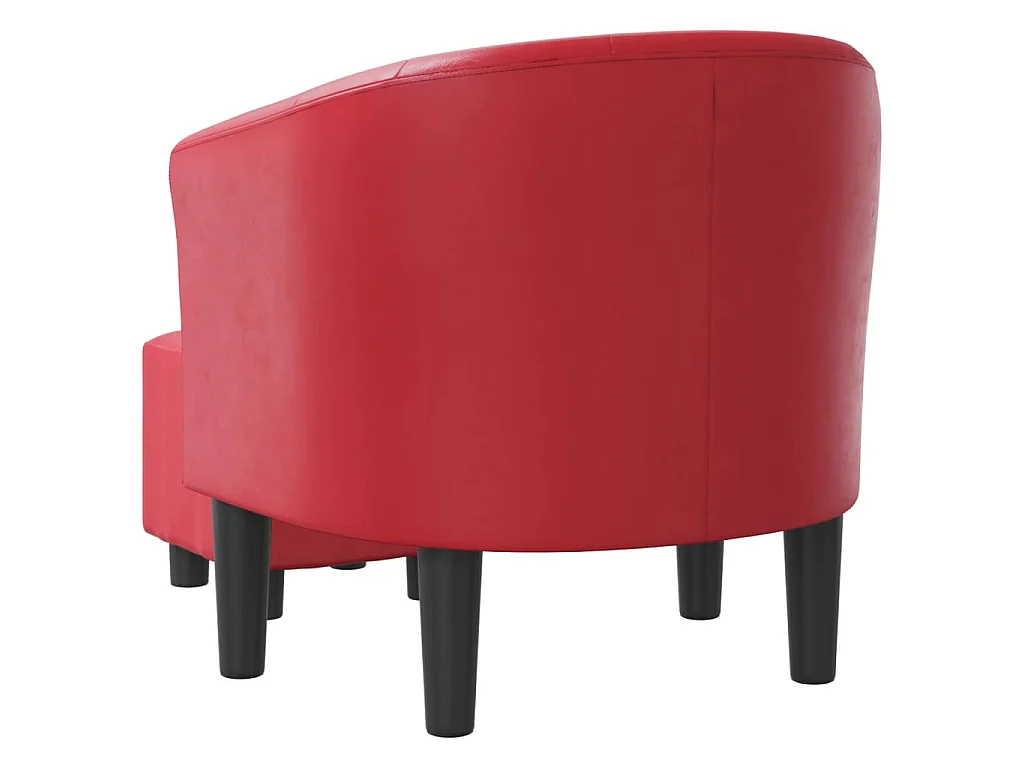 Clubsessel mit Fußhocker Rot Kunstleder
