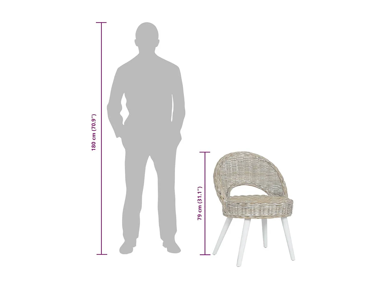 Fauteuil kubu rattan wit