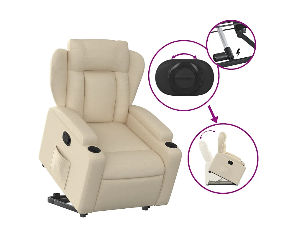 Fauteuil inclinable Crème Tissu
