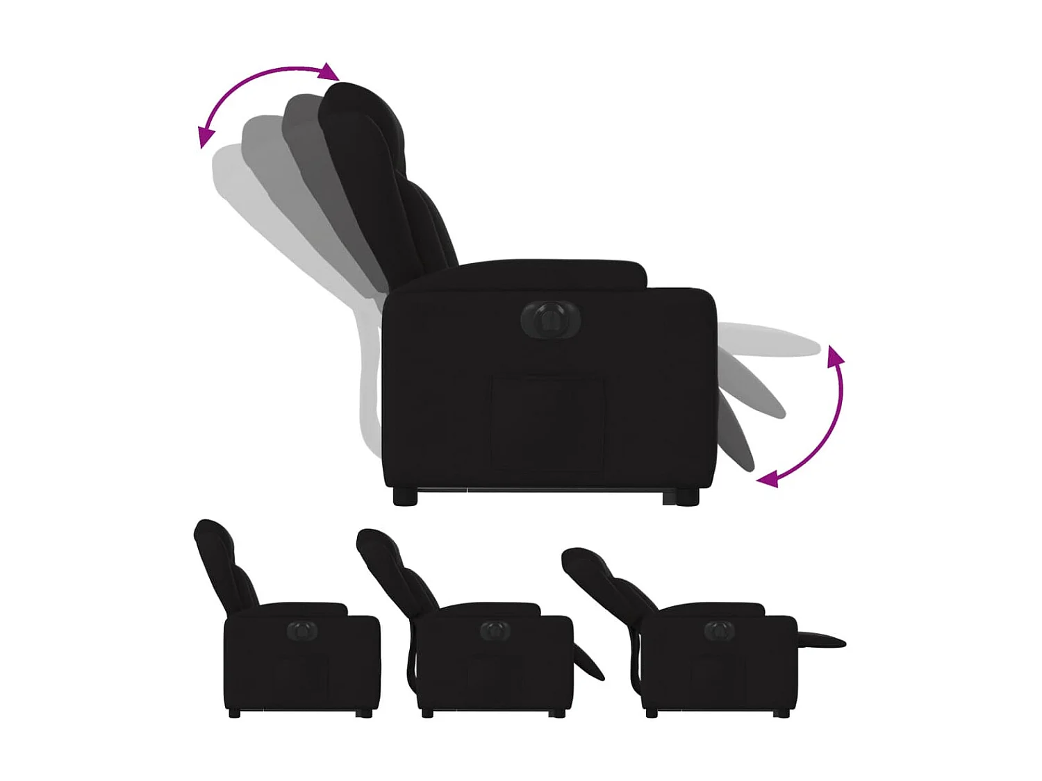 Fauteuil inclinable électrique noir tissu