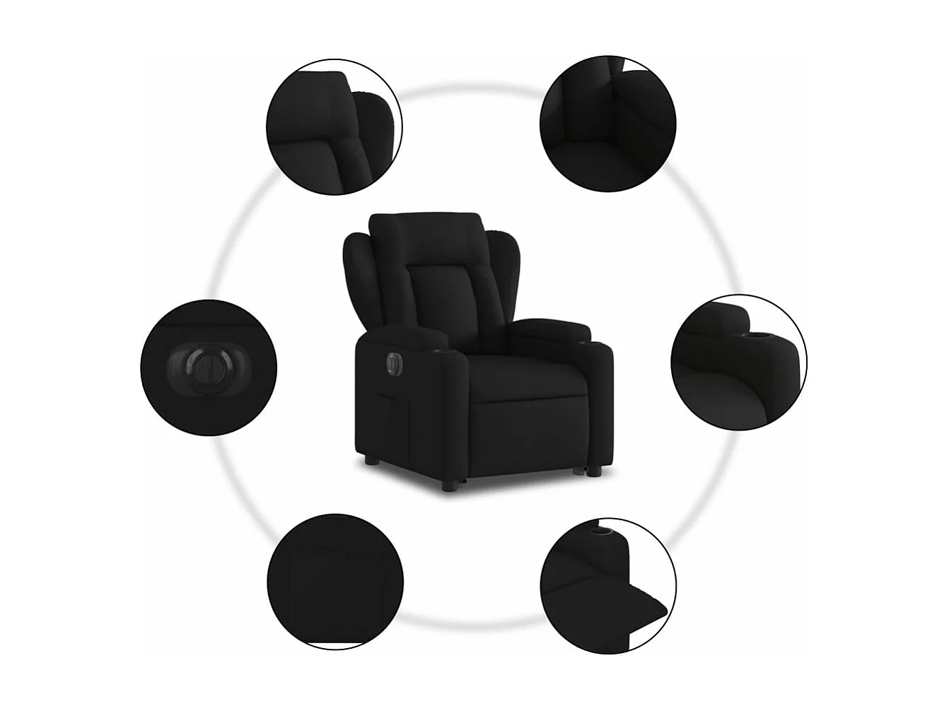 Fauteuil inclinable électrique noir tissu