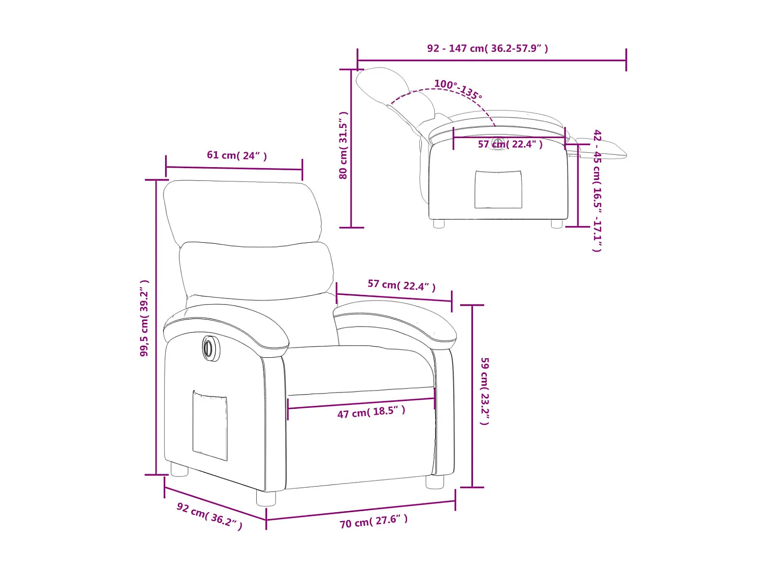 Fauteuil inclinable électrique Marron Similicuir