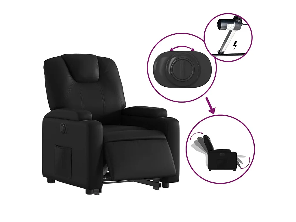 Fauteuil inclinable électrique noir similicuir