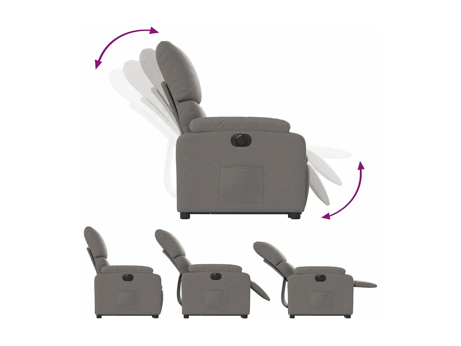 Fauteuil inclinable électrique taupe tissu