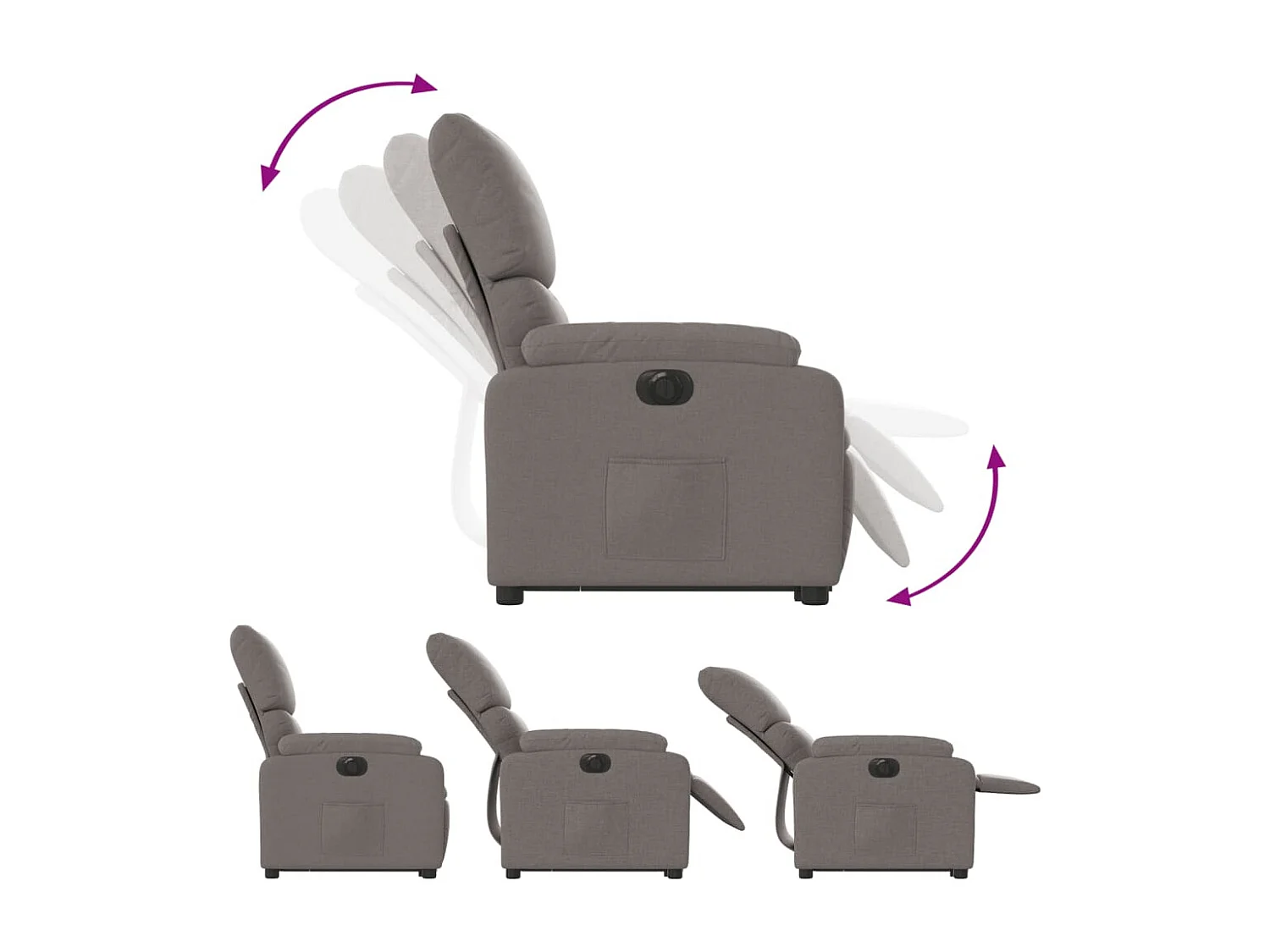 Fauteuil inclinable électrique taupe tissu