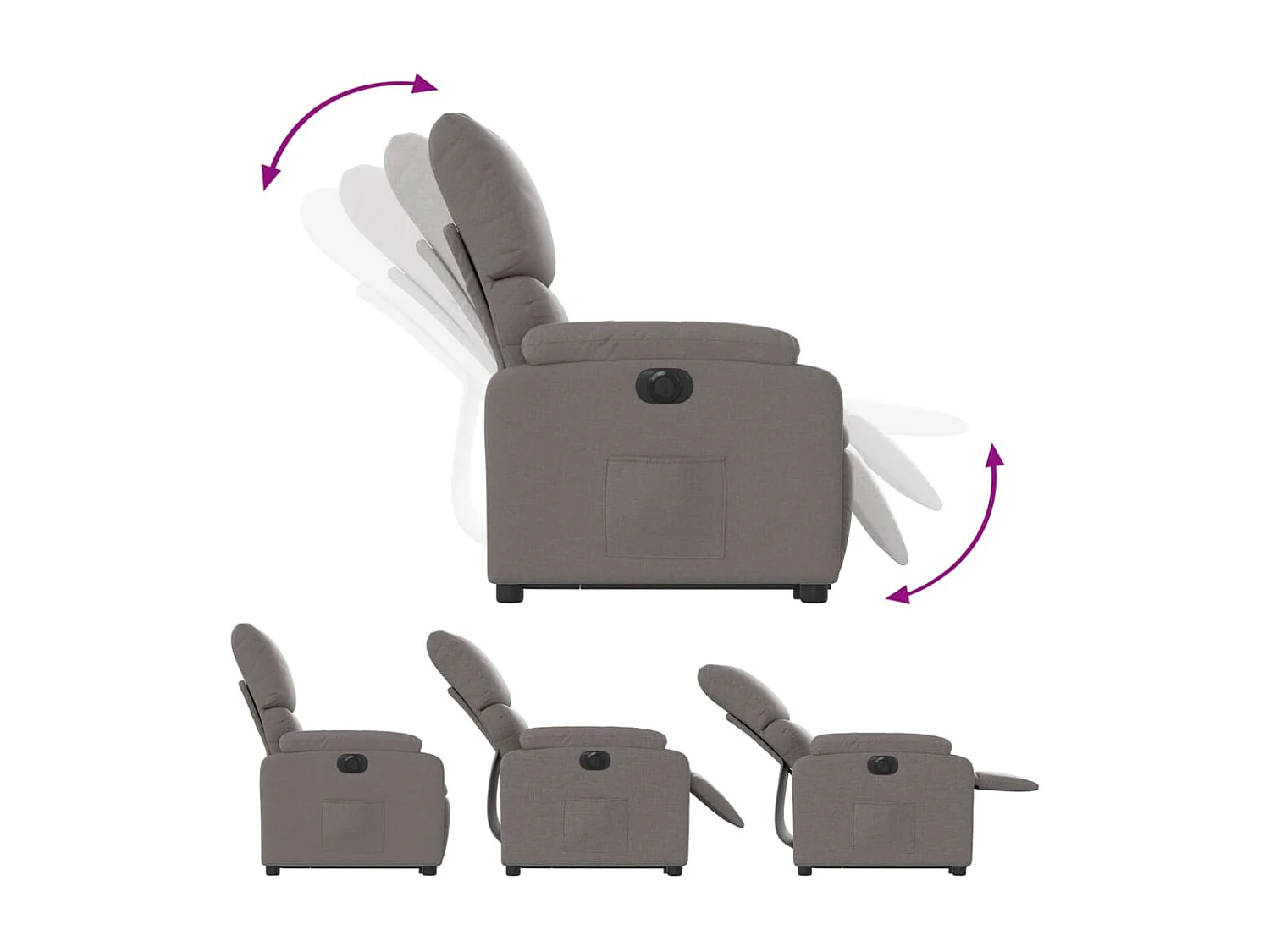 Fauteuil inclinable électrique taupe tissu