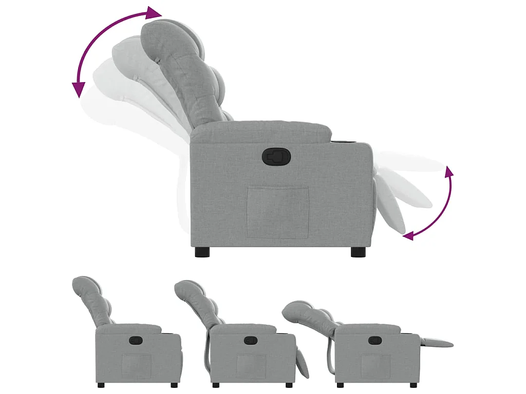 Fauteuil inclinable Gris clair Tissu