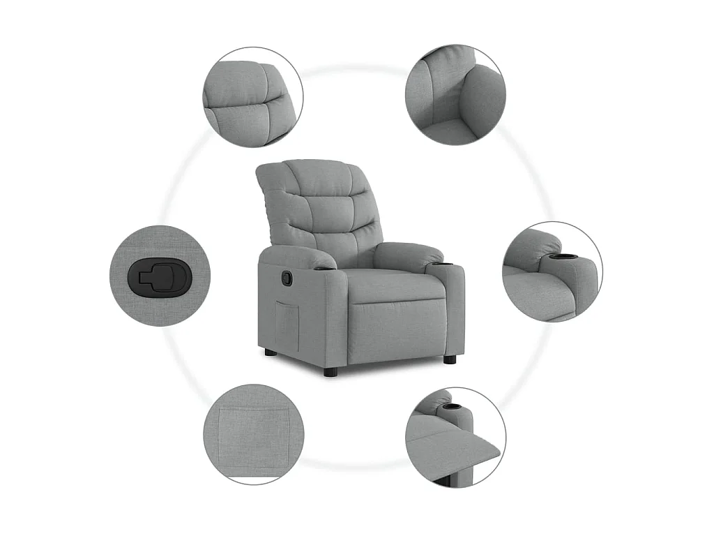 Fauteuil inclinable Gris clair Tissu