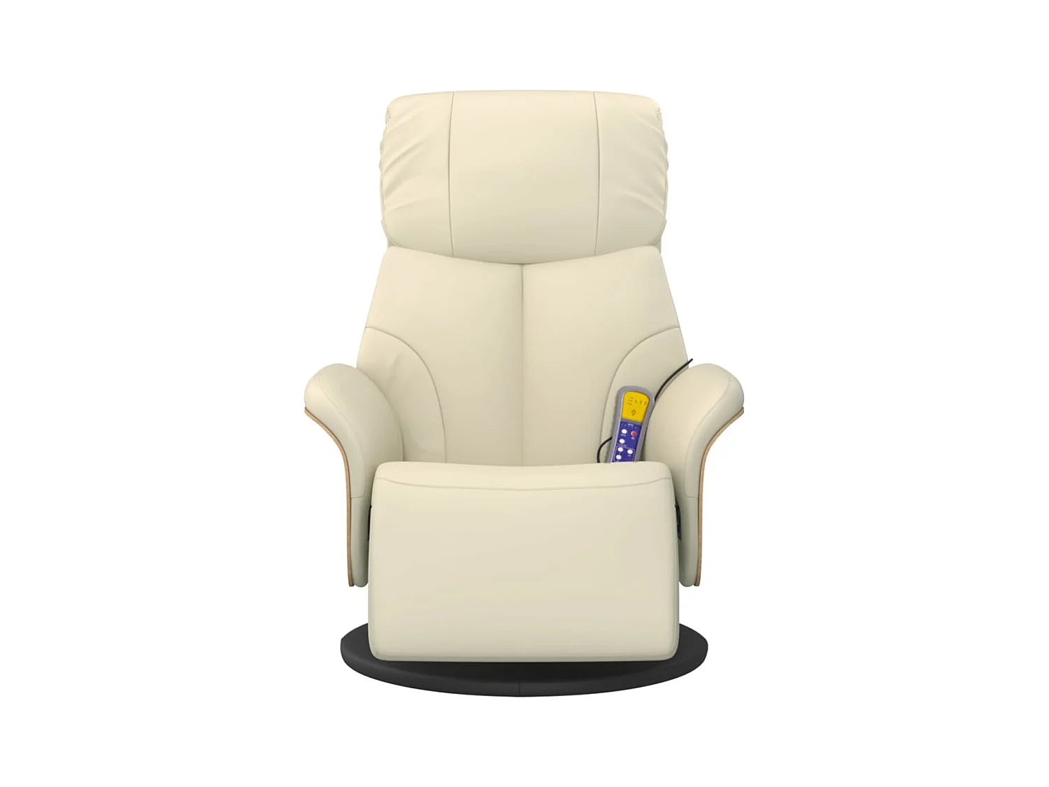 Fauteuil inclinable de massage et repose-pieds crème similicuir