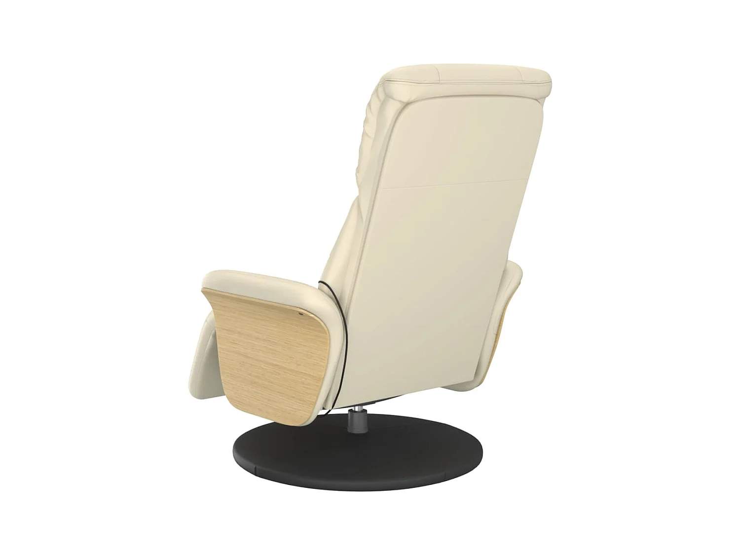 Fauteuil inclinable de massage et repose-pieds crème similicuir