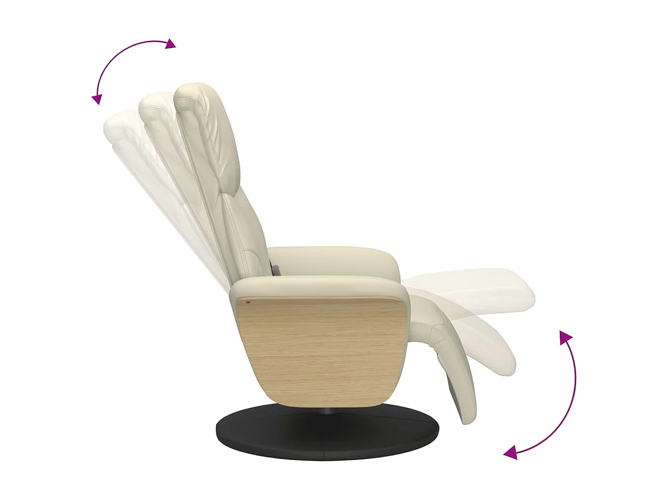 Fauteuil inclinable de massage et repose-pieds crème similicuir