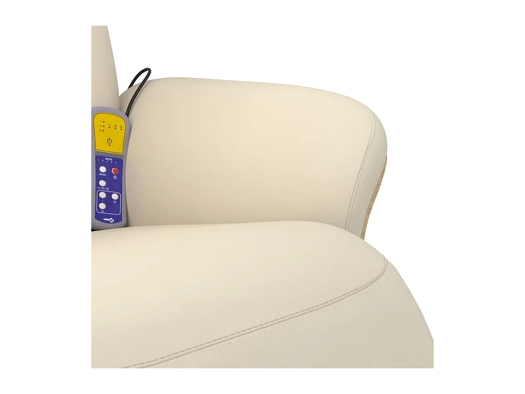 Fauteuil inclinable de massage et repose-pieds crème similicuir