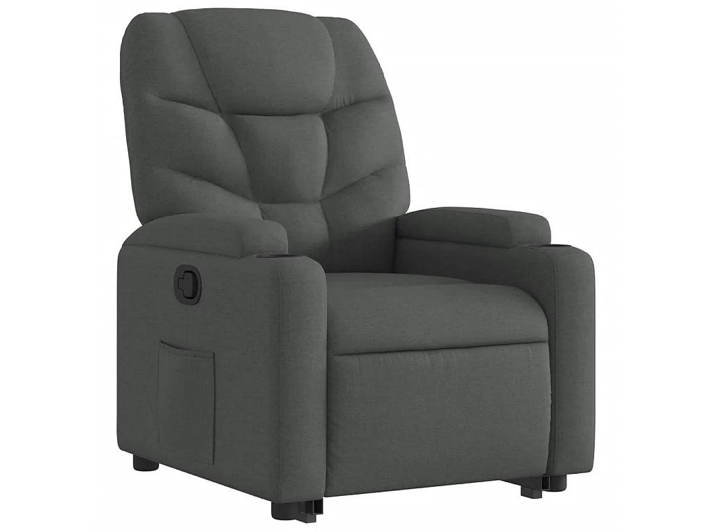 Poltrona reclinável elevatória tecido cinzento-escuro