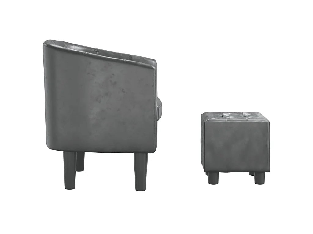 Fauteuil avec repose-pied gris similicuir