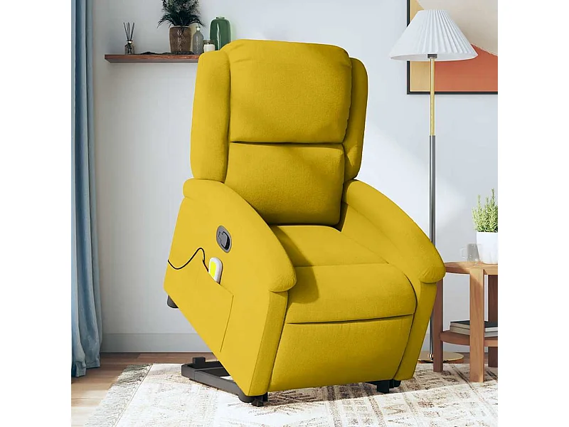 Sillón reclinable de masaje elevable terciopelo amarillo