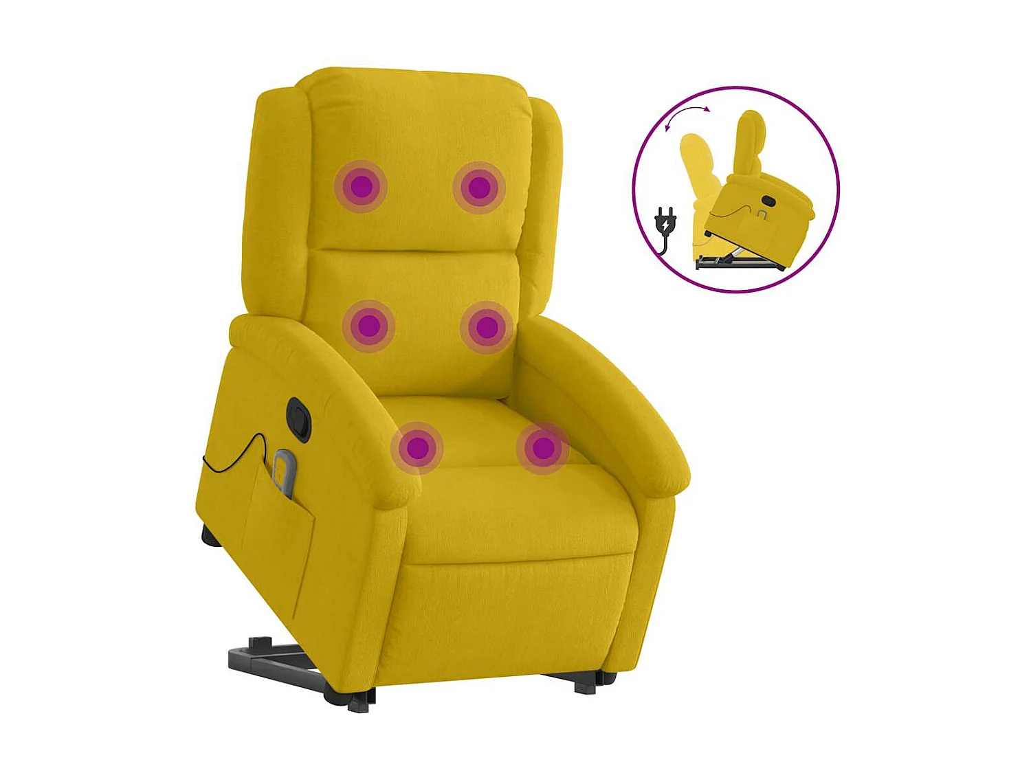Fauteuil de massage inclinable Jaune Velours